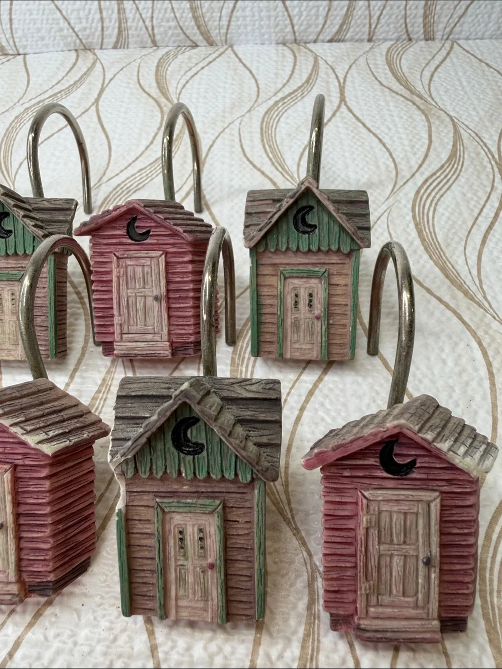 Rustic Outhouse Shower Curtain Hooks Cabin Bathroom Decor